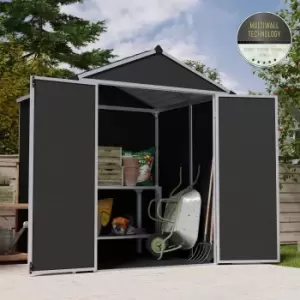 Palram - Canopia Rubicon 6X5 Apex Dark Grey Plastic Shed With Floor