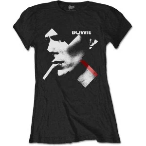 David Bowie - X Smoke Red Womens Medium T-Shirt - Black