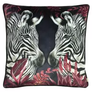 Evans Lichfield Zinara Zebra Cushion Cover (50cm x 50cm) (Black/White/Pink)