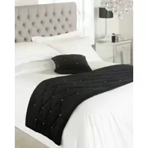 Riva Paoletti New Diamante Bed Runner (70 x 220cm) (Black)