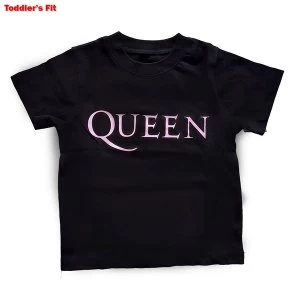 Queen - Pink Logo Kids 12 Months T-Shirt - Black