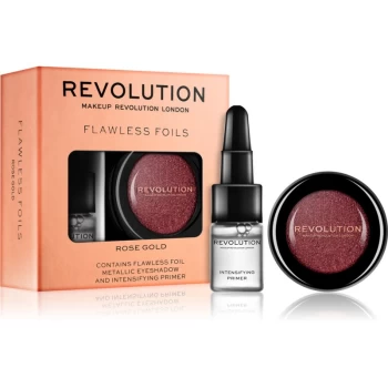 Makeup Revolution Flawless Foils Metallic Eyeshadow with Eyeshadow Base Shade Rose Gold 2g + 2ml