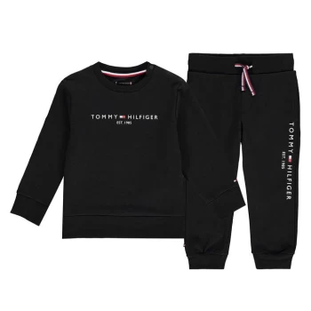 Tommy Hilfiger Essential Crew Neck Jogger Set - Black BDS