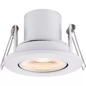 Recessed Tiltable Ceiling Downlight - Dimmable 8.5W Warm White LED - Matt White