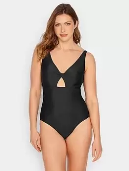 Long Tall Sally Black Twist Cut Out Swimsuit, Black, Size 10, Women