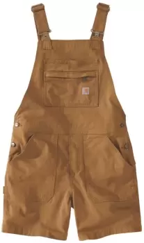 Carhartt Rugged Flex Canvas Ladies Bib Shorts, brown, Size M for Women, brown, Size M for Women