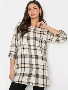 Long Tall Sally Ivory Check Boyfriend Shirt, Natural, Size 20, Women