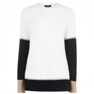 DKNY Colour Block Jumper - IVORY