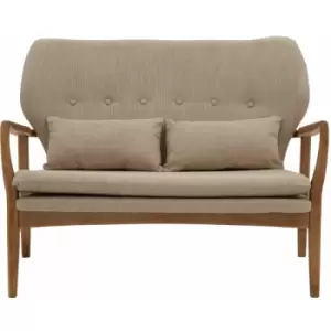 Premier Housewares - 2 Seat Sofa Contemporary Corner Sofas For Living Room / Beige Sofa Double / Wooden Frame Sofa 2 Seater With Button Detail 116 x