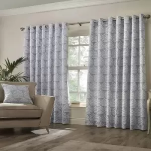 Paoletti Horto Eyelet Curtains (46in x 56in) (Blue)