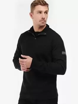 Barbour International Steele Half Snap Knitted Jumper, Black, Size L, Men