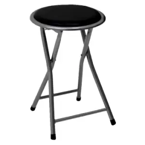 Black Padded Folding Breakfast Kitchen Stool Seat