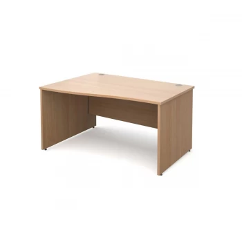 Maestro 25 PL Left Hand Wave Desk 1400mm - Beech Panel Leg Design