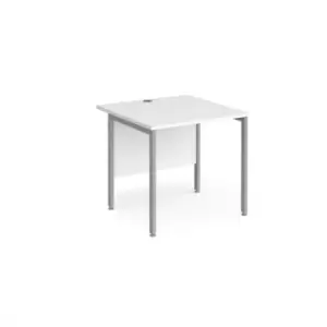 Office Desk 800mm Rectangular Desk With H-Frame Leg White Tops With Silver Frames 800mm Depth Maestro 25