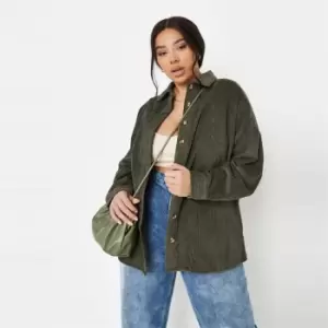 Missguided Plus Size Long Line Shacket - Green