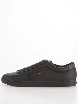 Tommy Hilfiger Iconic Leather Vulc Punched Trainers - Black, Size 42, Men