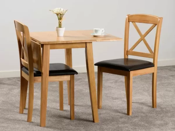 Seconique Mason Oak Drop Leaf Dining Table and 2 Chair Set