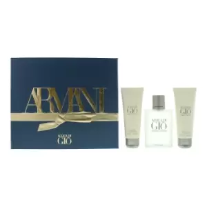 Giorgio Armani Acqua Di Gio 3 Piece Eau de Toilette 100ml & Body Shampoo 75ml & Aftershave Balm 75ml Gift Set