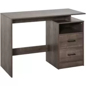 HOMCOM Classic & Compact Table Desk w/ Shelf Drawers Writing Work Table Stylish Grey