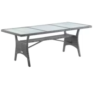 Polyrattan Garden Table Takeo Grey 190x90x74cm Glass