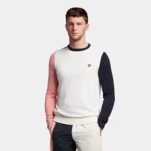 Mens Contrast Crew Neck - Off White - M