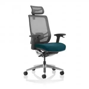 Ergo Click Bespoke Fabric Seat Maringa Teal Black Mesh Back with