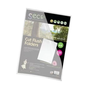 Seco LSF-CL Oxo-biodegradable Cut Flush A4 Polypropylene Folders Clear Pack of 100