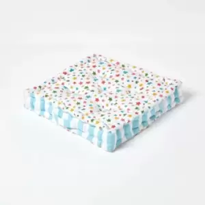 Homescapes - Cotton Multi Coloured Stars Floor Cushion, 50 x 50cm - Natural