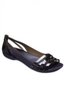 Crocs Isabella Huarache Flat Shoes Black Size 4 Women