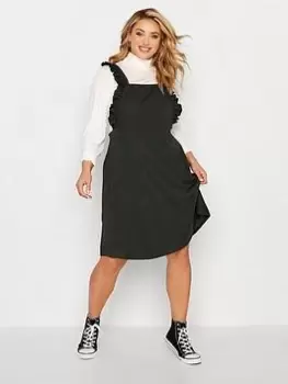 Yours Frill Pinafore - Black, Size 22-24, Women