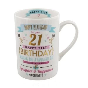 Signography Pink & Gold 21st Birthday Mug