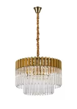 Ceiling Pendant Round 8 Light E14, Brass, Glass