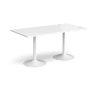 Genoa rectangular dining table with white trumpet base 1600mm x 800mm - white