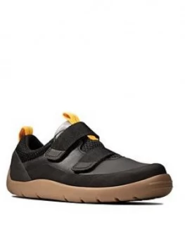 Clarks Play Trail Strap Shoes - Black Leather