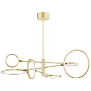 Saturn 6 Light LED Chandelier Brass, Glass And Metal