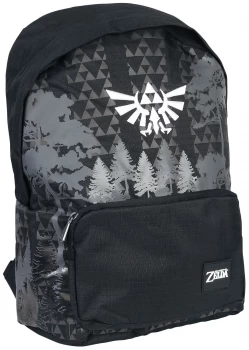 Nintendo - Hyrule Royal Crest With Forest Print Unisex Backpack - Black