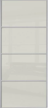 Wickes Sliding Wardrobe Door Silver Framed Four Panel Soft White Glass - 2220 x 762mm