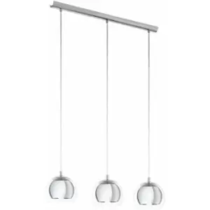 Pendant Ceiling Light Colour Chrome Plated Shade Clear Glass Bulb E27 3x40W