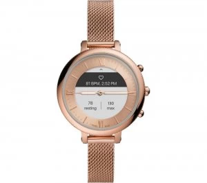 Fossil Monroe Hybrid HR FTW7039 Smartwatch - Rose Gold, Stainless Steel Mesh Strap, Stainless Steel