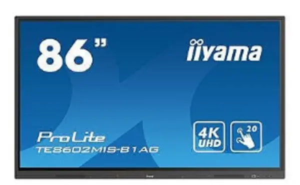 iiyama TE8602MIS-B1AG interactive whiteboard 2.18 m (86") 3840 x 2160 pixels Touch Screen Black