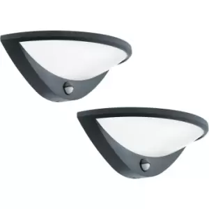 2 PACK IP44 Outdoor Wall Light & PIR Sensor Anthracite Aluminium 9.3W LED