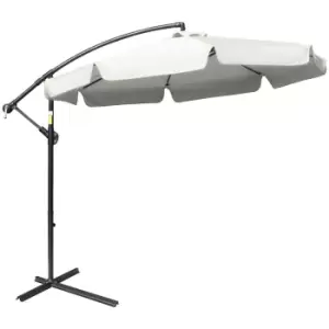 Outsunny 2.7M Garden Cantilever Banana Parasol Sun Shade With Crank - Cream