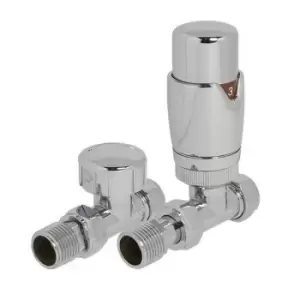 Bathstore Chrome Straight Thermostatic Radiator Valve & Lockshield Set