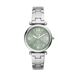 Fossil Womens Carlie Three-Hand Date Stainless Steel Watch - Silver