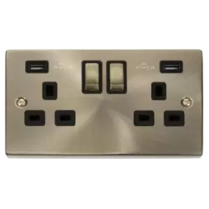 Click Scolmore Deco Ingot 2 Gang 13A 2x USB-A 4.2A Switched Socket - VPAB580BK