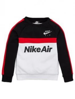 Nike Sportswear Air Younger Boys Crew Neck Sweat Shirt - Black/Red, Size 3-4 Years