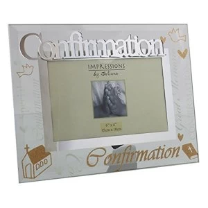 6" x 4" - Mirror & Glitter Glass Photo Frame - Confirmation