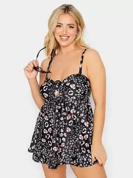 Yours Animal Patchwork Buckle Tankini, Black, Size 18, Women