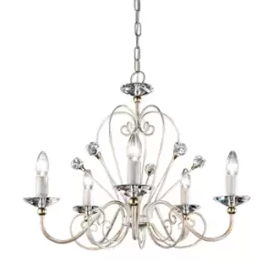 Rossana Lifestyle Murano Glass 5 Arm Chandelier Lacquered Champagne, Gold, 5x E14