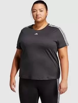 Adidas Training Essentials 3 Stripe Tee - Plus Size, Black/White, Size 2X, Women